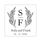 Elegantes Minimalistisches Foliage Wedding Monogra Gummistempel (Prägung)