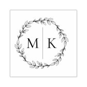 Elegantes Minimalistisches Foliage Wreath Monogram Gummistempel (Prägung)