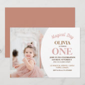 Elegantes Minimalistisches Foto 1. Geburtstag Einladung (Vorne/Hinten)