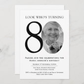 Elegantes Minimalistisches Foto 80. Geburtstag Einladung (Vorne/Hinten)