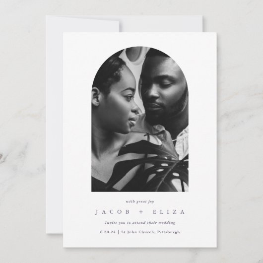 Elegantes Minimalistisches Foto Arch Wedding Einladung (Vorderseite)