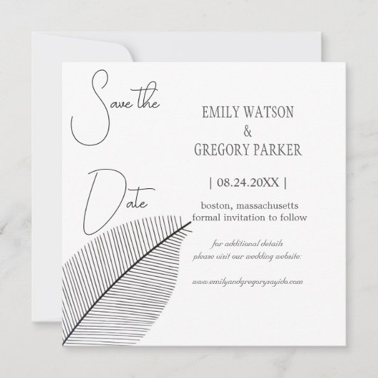 Elegantes minimalistisches Foto aus abstraktem Bla Save The Date (Vorderseite)