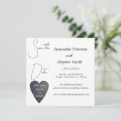 Elegantes minimalistisches Foto aus schwarzem Herz Save The Date (Stehend Vorderseite)