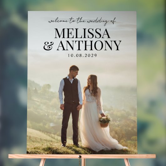 Elegantes Minimalistisches Foto Begrüßung Acrylschild (Neutral)