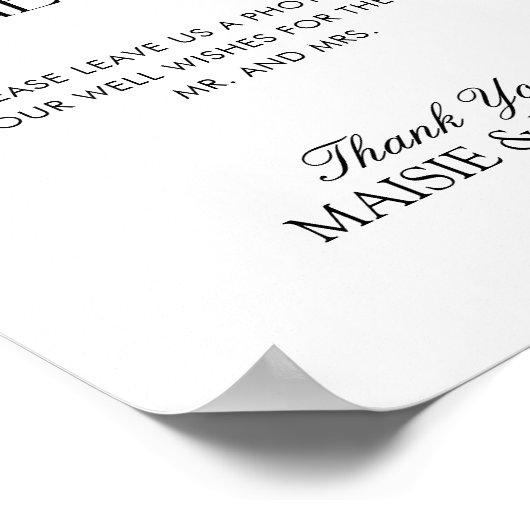 Elegantes Minimalistisches Foto Gästebuchunterschr Poster (Ecke)