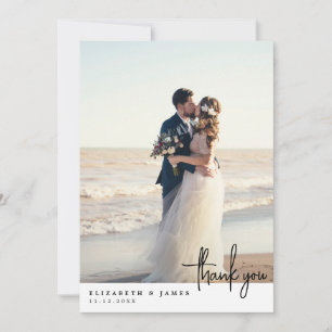 Elegantes Minimalistisches Foto Hochzeit Dankeschö Dankeskarte