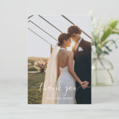 Elegantes Minimalistisches Foto Hochzeit Dankeschö Dankeskarte (Stehend Vorderseite)
