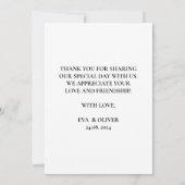 Elegantes Minimalistisches Foto Hochzeit Dankeschö Dankeskarte (Rückseite)