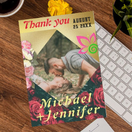 Elegantes Minimalistisches Foto Hochzeit Dankeskarte