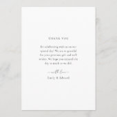 Elegantes Minimalistisches Foto Hochzeit Dankeskarte (Rückseite)