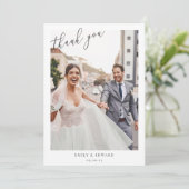 Elegantes Minimalistisches Foto Hochzeit Dankeskarte (Stehend Vorderseite)