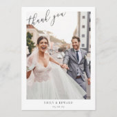 Elegantes Minimalistisches Foto Hochzeit Dankeskarte (Vorderseite)