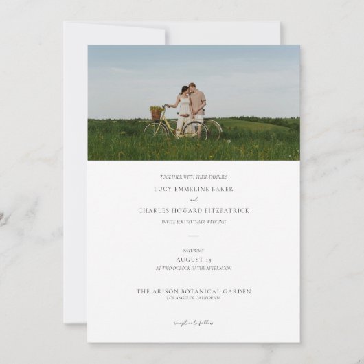 Elegantes Minimalistisches Foto Hochzeit Einladung (Vorderseite)