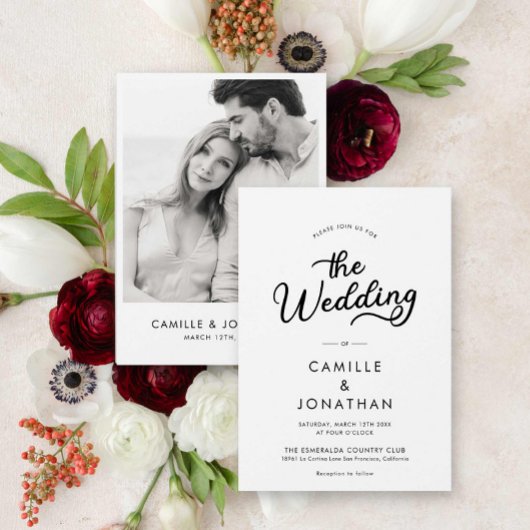 Elegantes Minimalistisches Foto Hochzeit Einladung