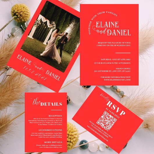 Elegantes Minimalistisches Foto Hochzeit Einladung