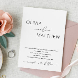 Elegantes Minimalistisches Foto Hochzeit + QR-Code Einladung