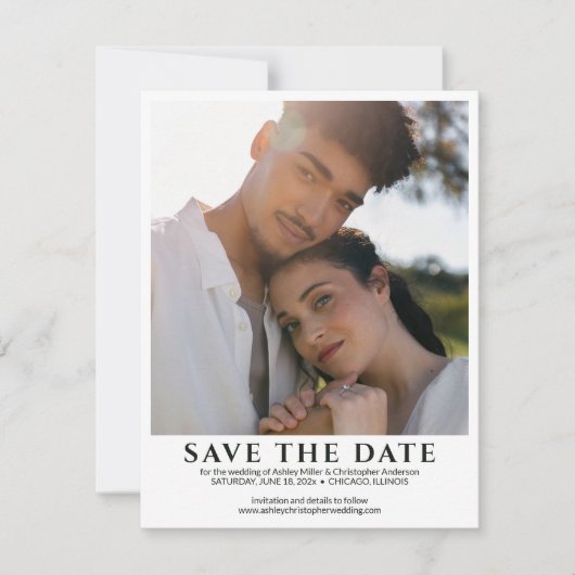 Elegantes Minimalistisches Foto Hochzeit Save The Date (Vorderseite)