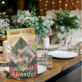 Elegantes Minimalistisches Foto Hochzeit Sockelschild