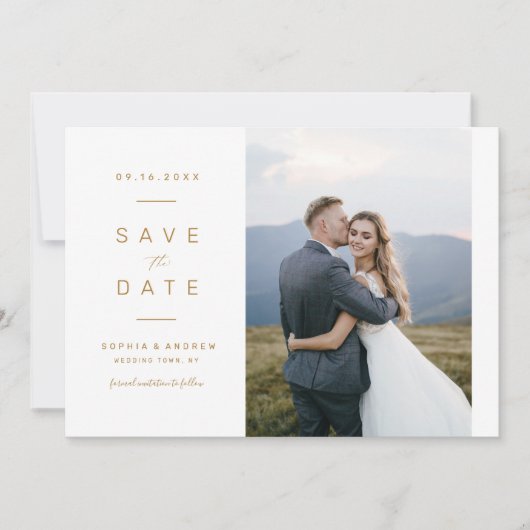Elegantes minimalistisches Foto Hochzeit speichern Save The Date (Vorderseite)