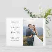 Elegantes minimalistisches Foto Hochzeit speichern Save The Date (Stehend Vorderseite)