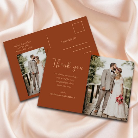 Elegantes Minimalistisches Foto Hochzeit Vielen Da Postkarte