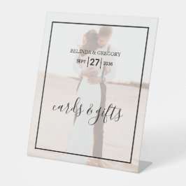 Elegantes Minimalistisches Foto Hochzeitskarten un Sockelschild