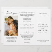 Elegantes Minimalistisches Foto Hochzeitsprogramm (Vorne/Hinten)