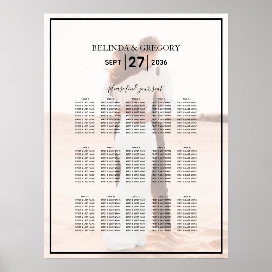 Elegantes Minimalistisches Foto Hochzeitssattel Poster (Vorne)