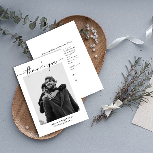 Elegantes Minimalistisches Foto mit moderner Schri Dankeskarte