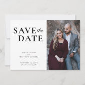 Elegantes Minimalistisches Foto mit traditionellem Save The Date (Vorderseite)