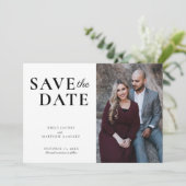 Elegantes Minimalistisches Foto mit traditionellem Save The Date (Stehend Vorderseite)