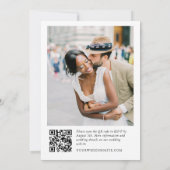 Elegantes Minimalistisches Foto QR-Code Hochzeit Einladung (Rückseite)