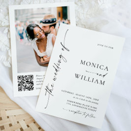 Elegantes Minimalistisches Foto QR-Code Hochzeit Einladung
