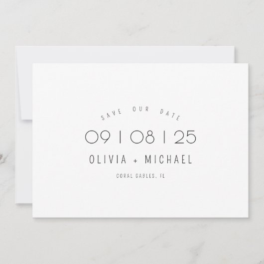 Elegantes Minimalistisches Foto Save The Date (Vorderseite)