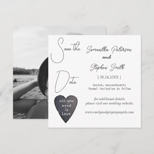 Elegantes minimalistisches Foto Save The Date (Vorne/Hinten)