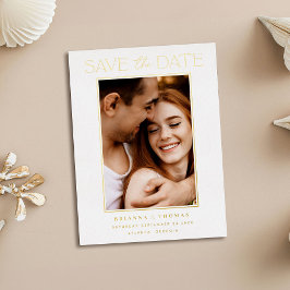 Elegantes Minimalistisches Foto Save the Date Gold Folie Einladungspostkarte