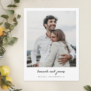 Elegantes Minimalistisches Foto Save the Date Hoch Einladungspostkarte