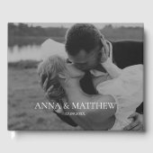 Elegantes Minimalistisches Foto Schwarz & Weiß Hoc Gästebuch (Vorderseite)
