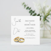 Elegantes minimalistisches Foto von Goldring Save The Date (Stehend Vorderseite)