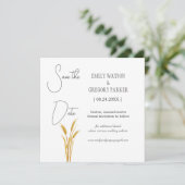 Elegantes minimalistisches Foto von Weizenfeldern Save The Date (Stehend Vorderseite)