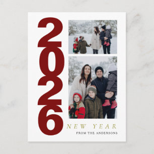 Elegantes Minimalistisches Frohes Neues Jahr Famil Feiertagspostkarte