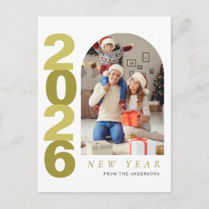 Elegantes minimalistisches Frohes Neues Jahr Famil Feiertagspostkarte