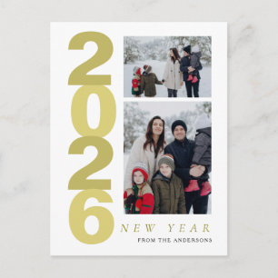 Elegantes Minimalistisches Frohes Neues Jahr Famil Feiertagspostkarte