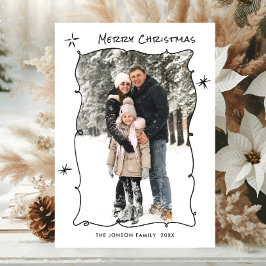 Elegantes Minimalistisches Funky Retro Foto Feiertagskarte