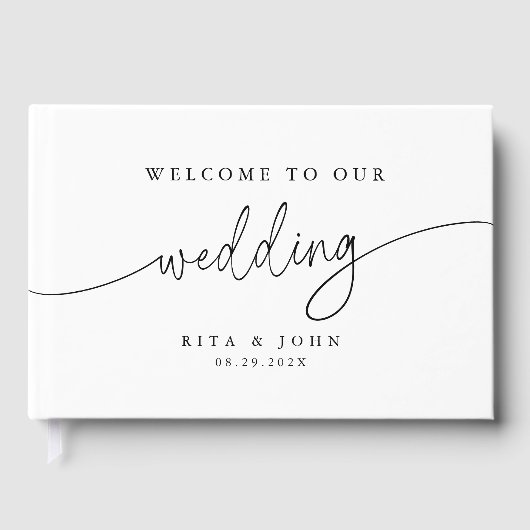 Elegantes Minimalistisches Gästebuch für Hochzeits (Vorderseite)