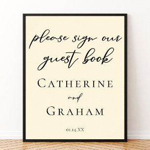 Elegantes Minimalistisches Gästebuchposter von Ivo Poster