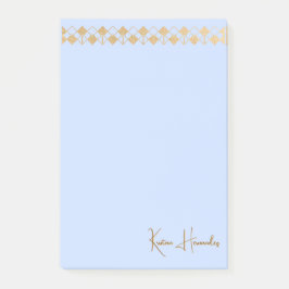 Elegantes Minimalistisches Gold Akzent Blau Post-it Klebezettel