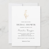 Elegantes Minimalistisches Gold Floral Brautparty Einladung (Vorderseite)