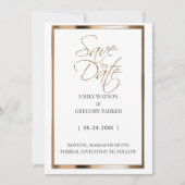 Elegantes, minimalistisches Gold Save the Date (Vorderseite)