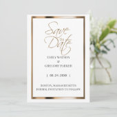 Elegantes, minimalistisches Gold Save the Date (Stehend Vorderseite)